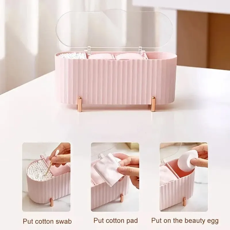 3 Compartments Cotton Swab Storage Box