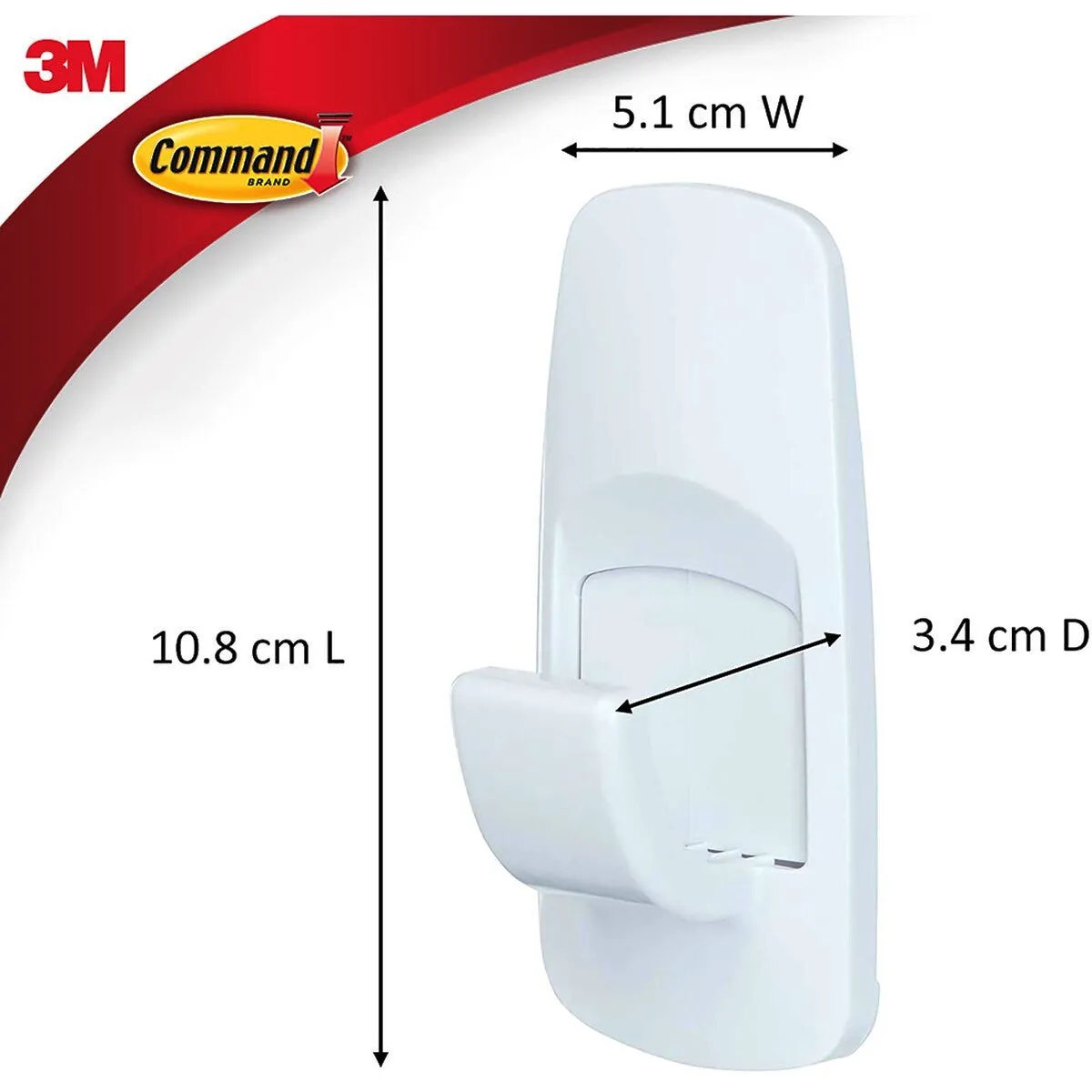 3M Command Adhesive Jumbo Hook 1 Pack - White