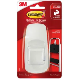 3M Command Adhesive Jumbo Hook 1 Pack - White