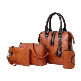 4Pcs Handbag, Wallet, Tote and Shoulder Bag Top Handle  Set