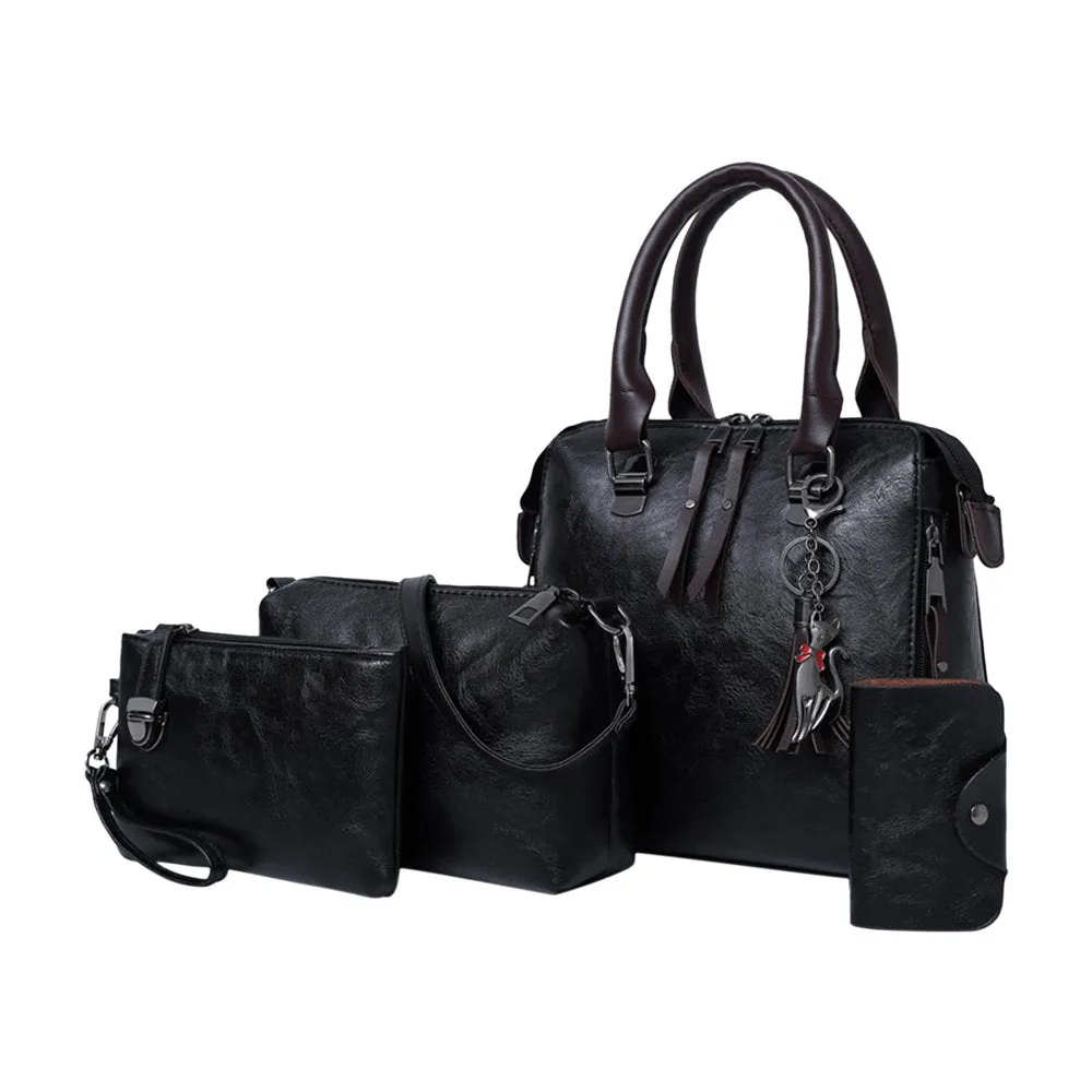 4Pcs Handbag, Wallet, Tote and Shoulder Bag Top Handle  Set