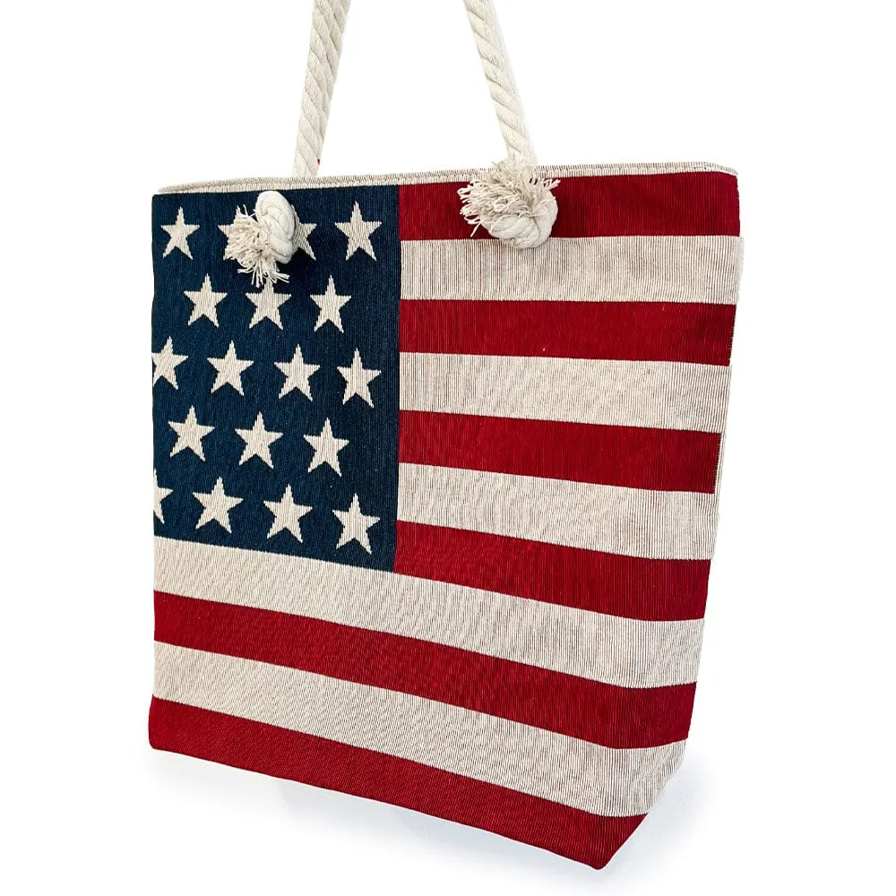 American Flag Tote Bag With Rope Handle (12 units)