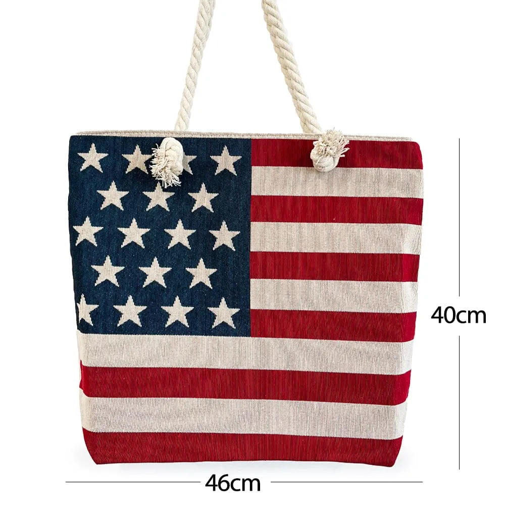 American Flag Tote Bag With Rope Handle (12 units)