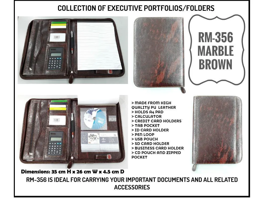 AMS-RM-356 - Marble Brown Zipped folder