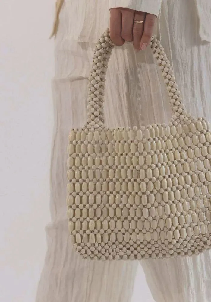 Beaded Bag - Bone