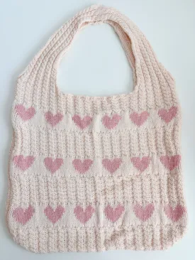 Beige Heart Knit Bag