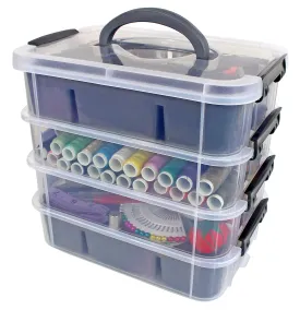 Bins & Things Stackable Storage Container With 2 Trays - Gray - Craft StorageCraft