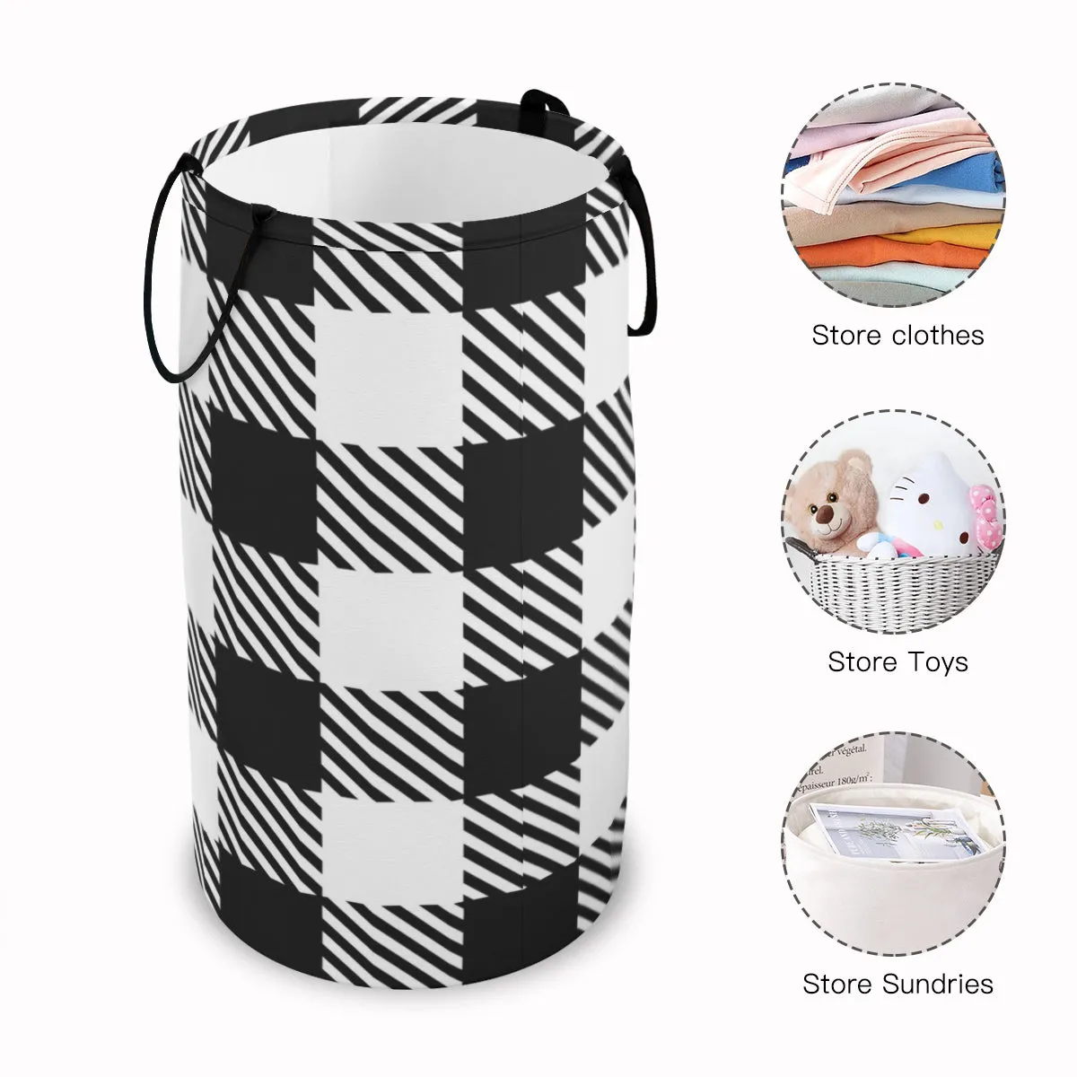 Black & white Checkered Foldable Basket