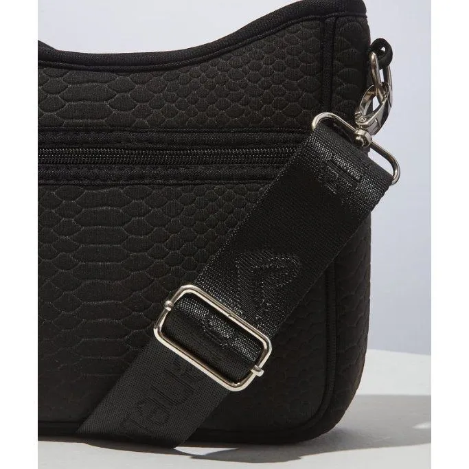 Black Croc-embossed Mini Messenger Crossbody Bag