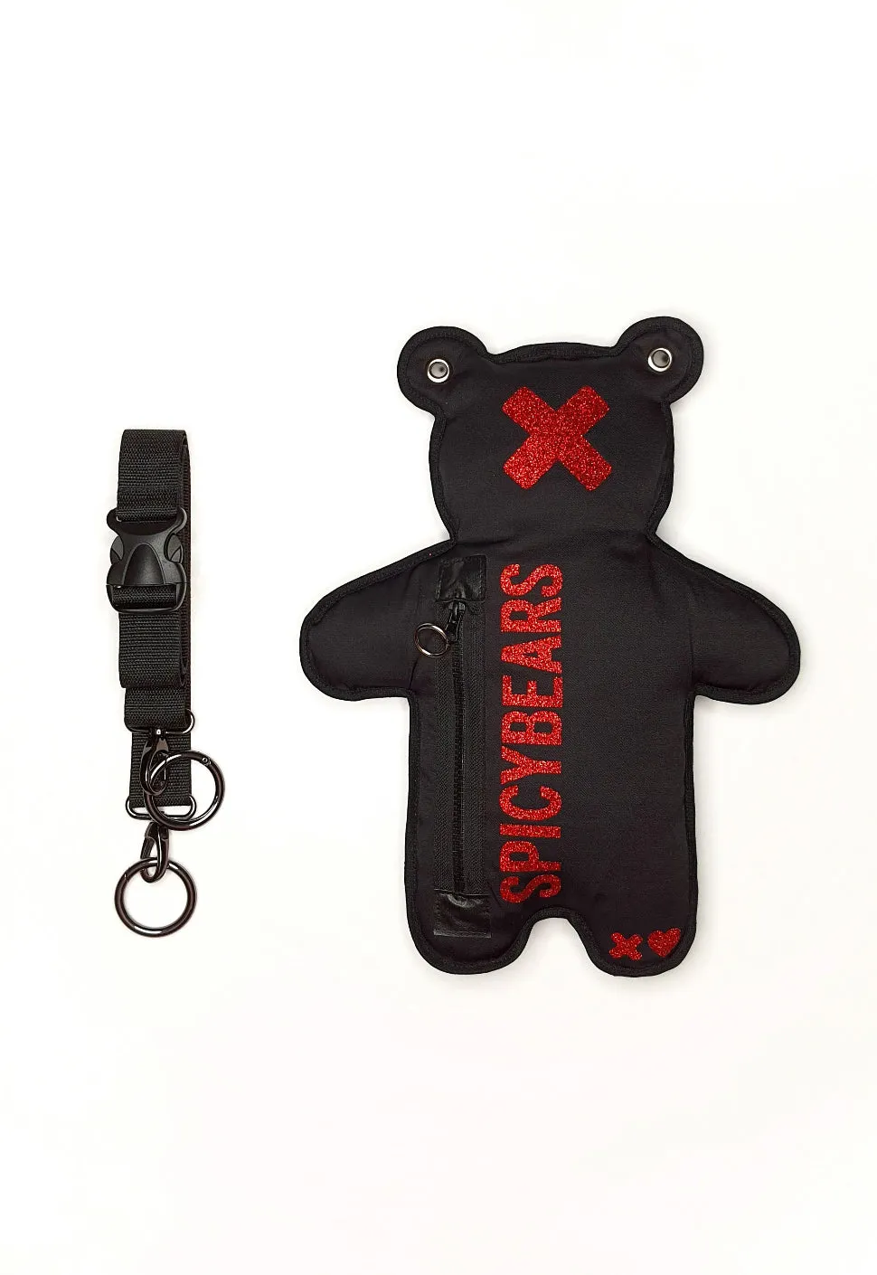 Black | Red Glitter Bear Bag