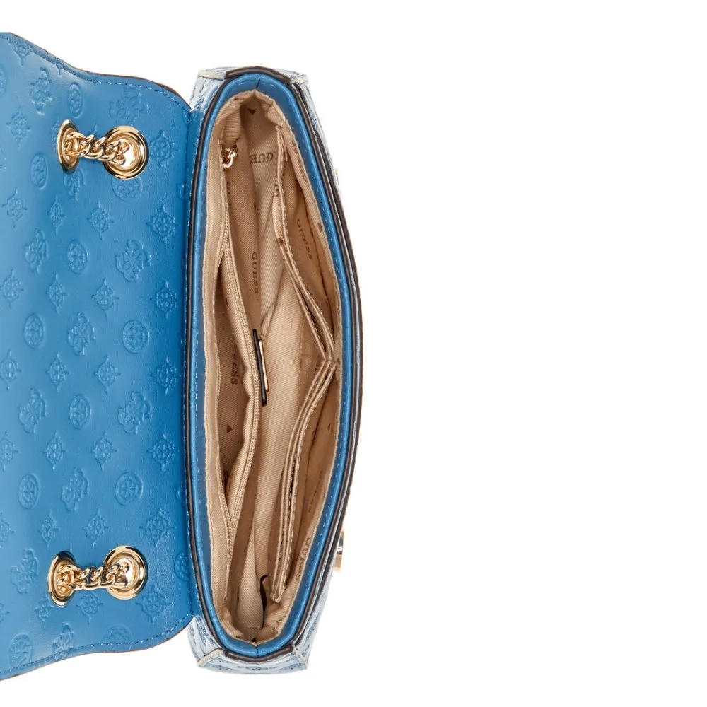 Blue Arlena Logo Convertible Crossbody Flap Bag