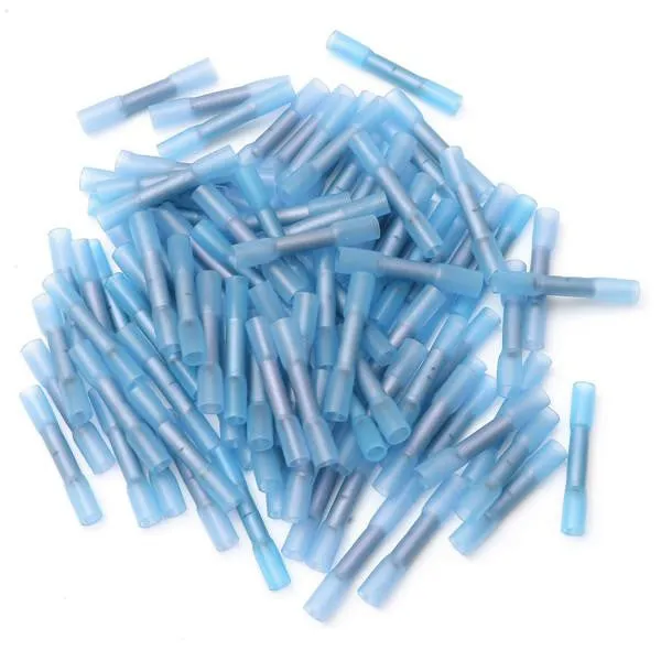 Blue Heat Shrink Butt Connectors with Adhesive Lining