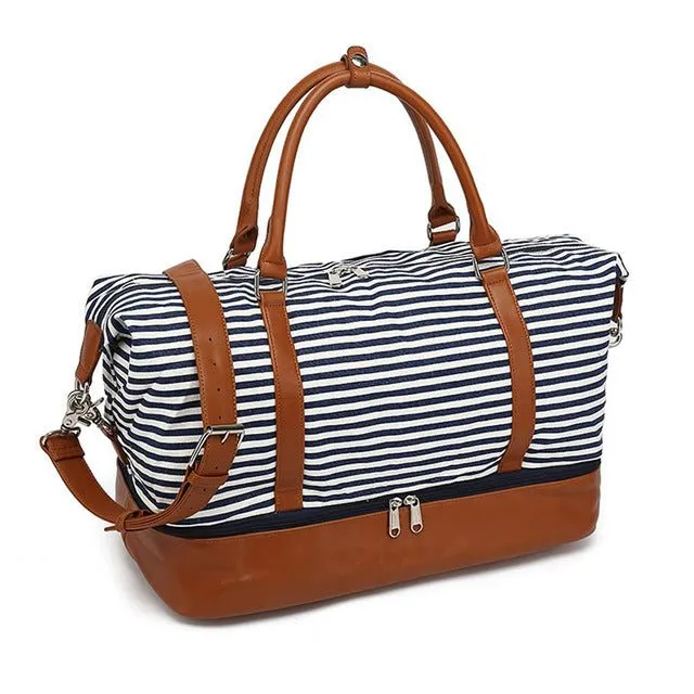 Canvas striped travel bag