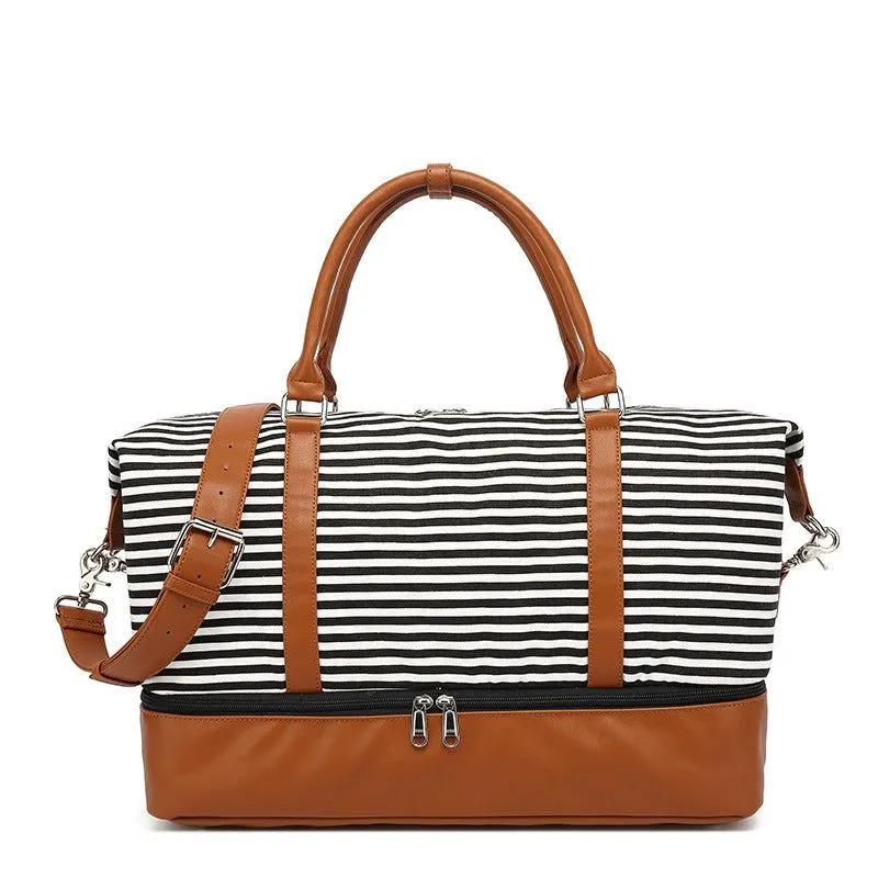 Canvas striped travel bag