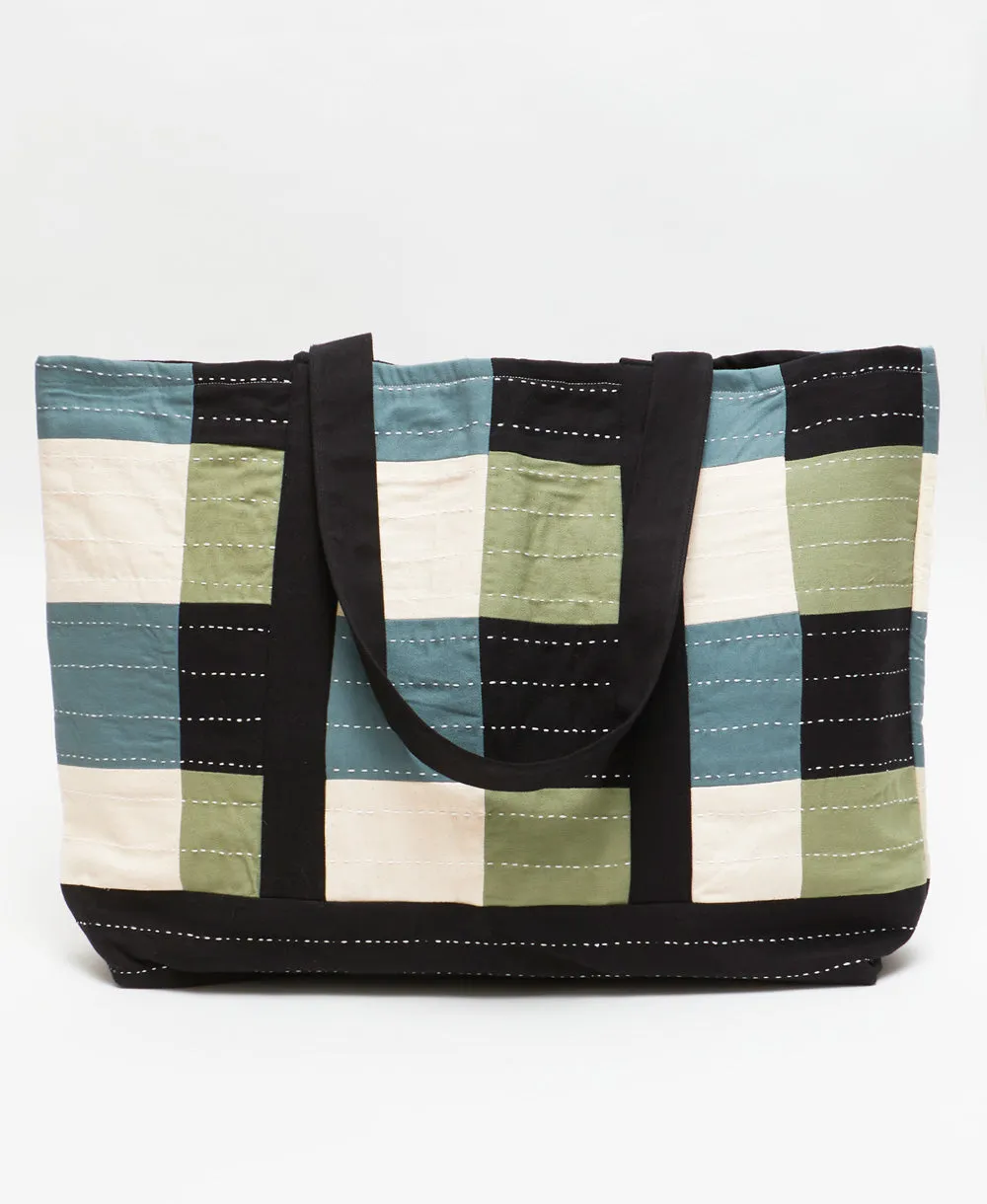 Checkered Canvas Tote Bag