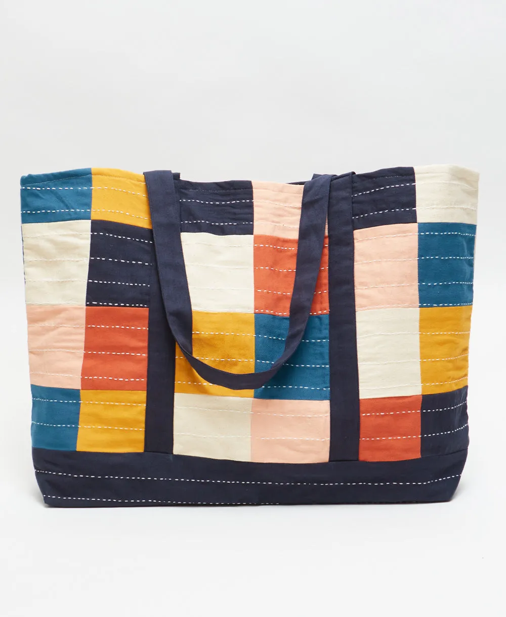 Checkered Canvas Tote Bag