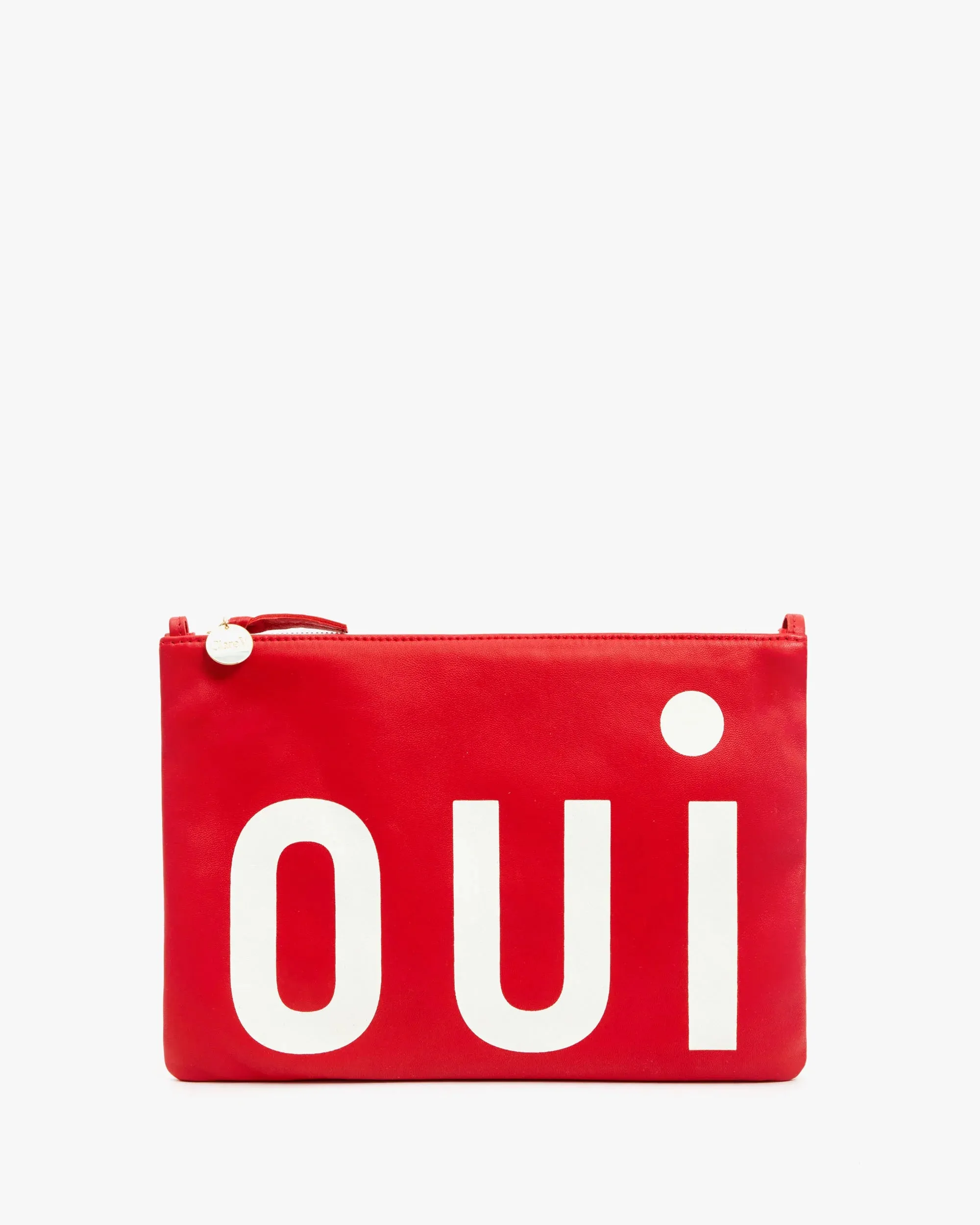 Clare V. Oui Flat Clutch w/Tabs in Cherry Red