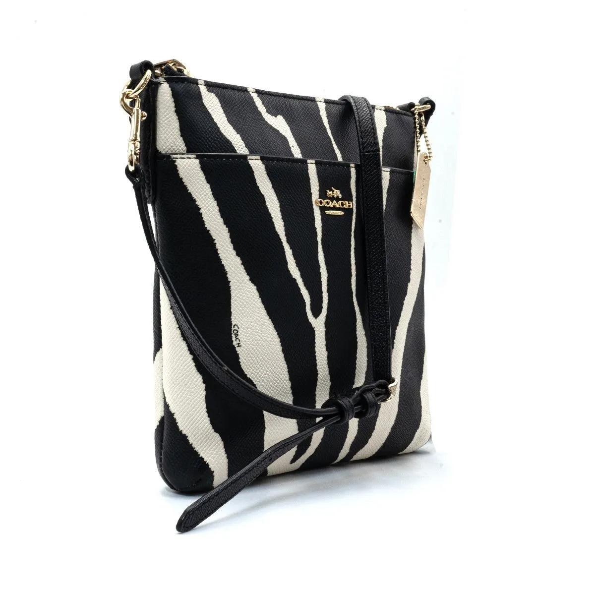 Coach Zebra Print Shoulder Bags Leather Black Colour For Women