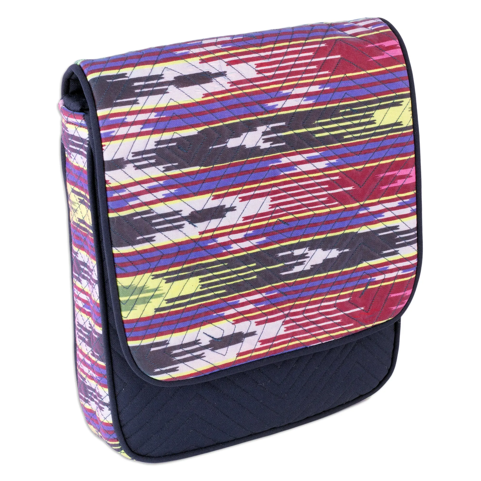 Colorful Ikat Messenger Bag with Adjustable Strap - Colorful Glee | NOVICA