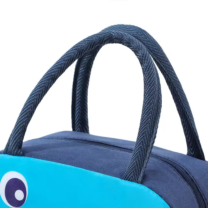 Cute 3d design Animal Printed Insulated  Lunch bag for kids (Sky blue Penguin)