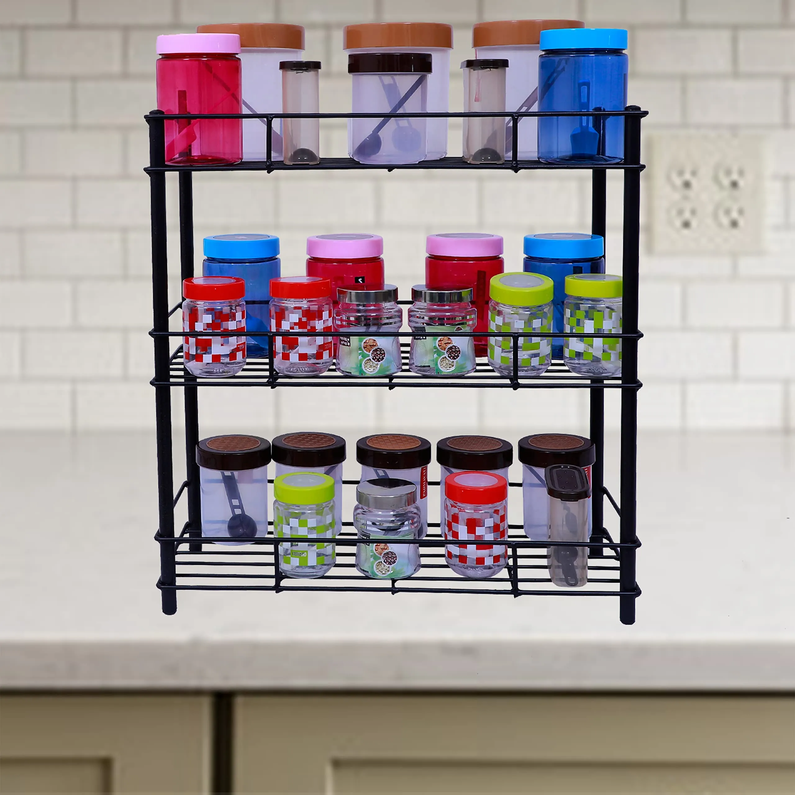 D&V ENGINEERING - Creative in innovation Multipurpose Storage Shelf Rack, Kitchen Countertop Shelf Organizer, Spice Rack (3 Tier) metal, Tiered Shelf