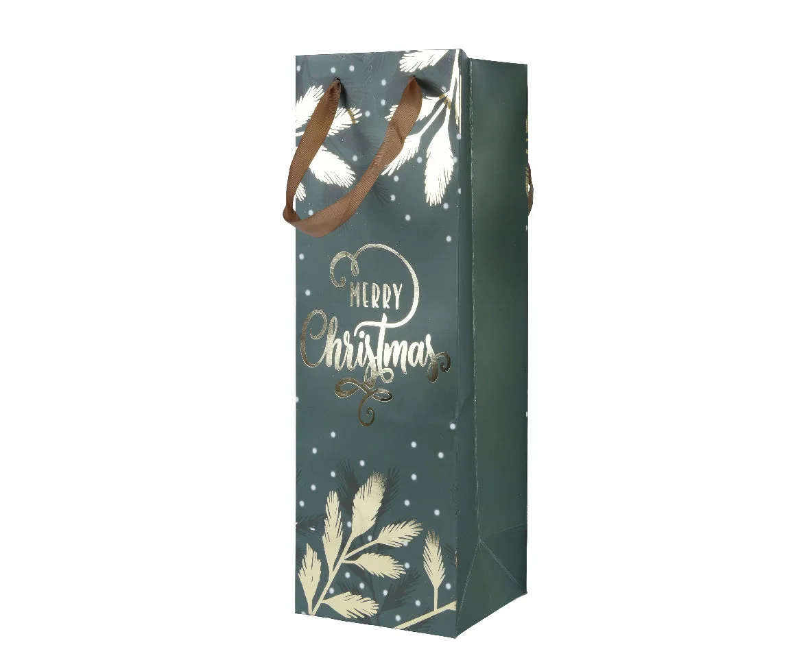 Decoris 36cm Green Merry Christmas Paper Gift Bag