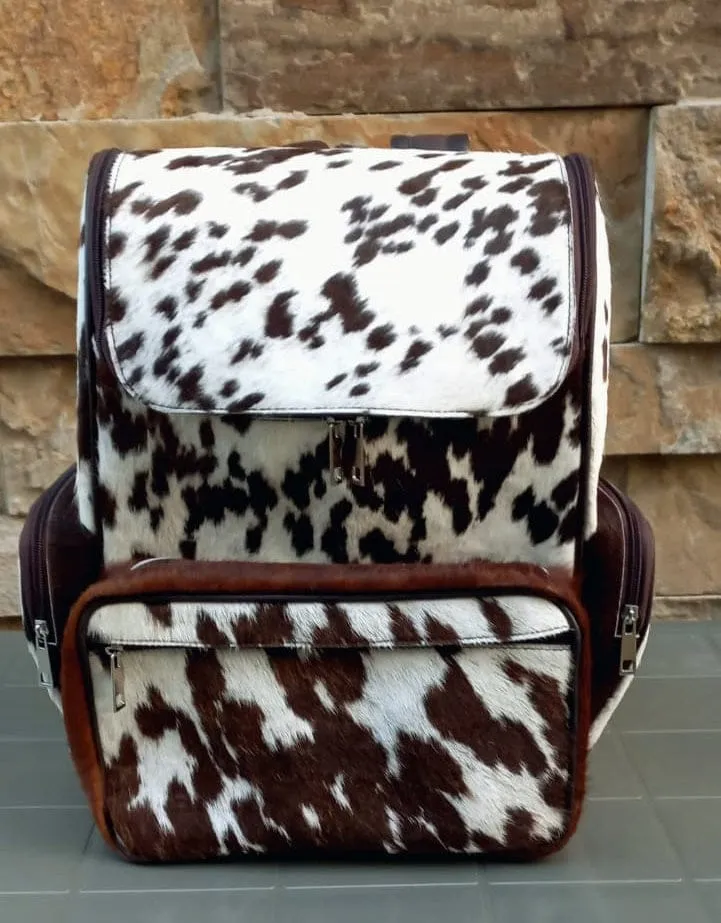 Diaper Bag Backpack | Laptop Backpack | Cowhide Travel Bag | Brown Bag