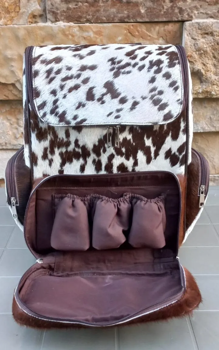 Diaper Bag Backpack | Laptop Backpack | Cowhide Travel Bag | Brown Bag