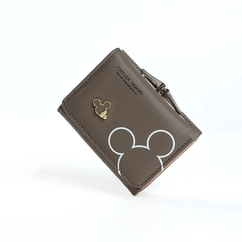 Disney Cute Mickey Mouse Women's Bag PU Fashion Wallet Designer Coin Purse Buckle Credit Card Bag