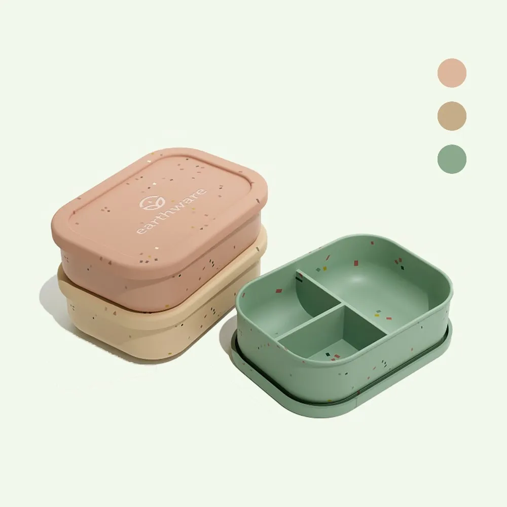 Earthware No-Tox Silicone Bento Lunch Box - 3 Compartments (715ml)