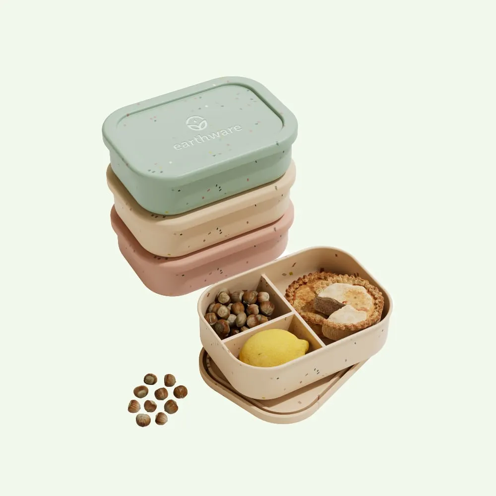 Earthware No-Tox Silicone Bento Lunch Box - 3 Compartments (715ml)