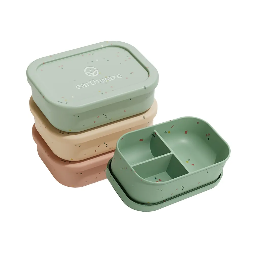 Earthware No-Tox Silicone Bento Lunch Box - 3 Compartments (715ml)