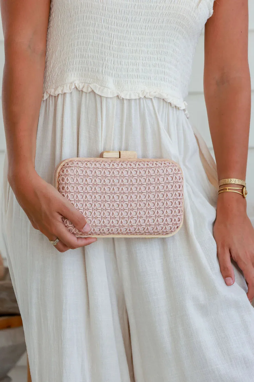 Ember Woven Timber Clutch