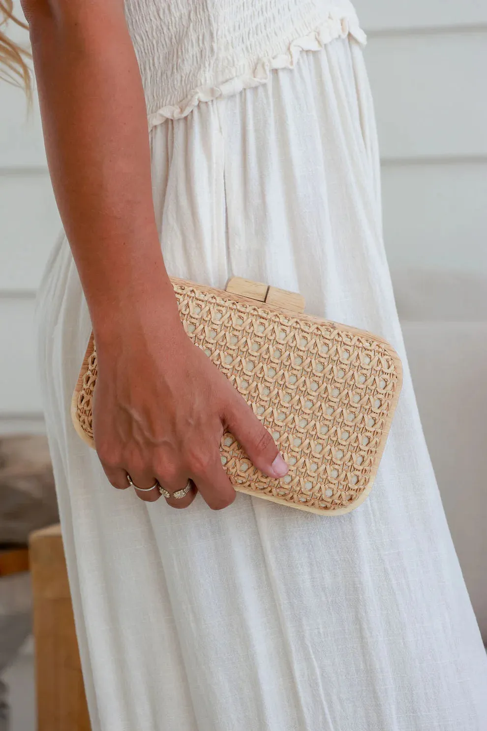 Ember Woven Timber Clutch