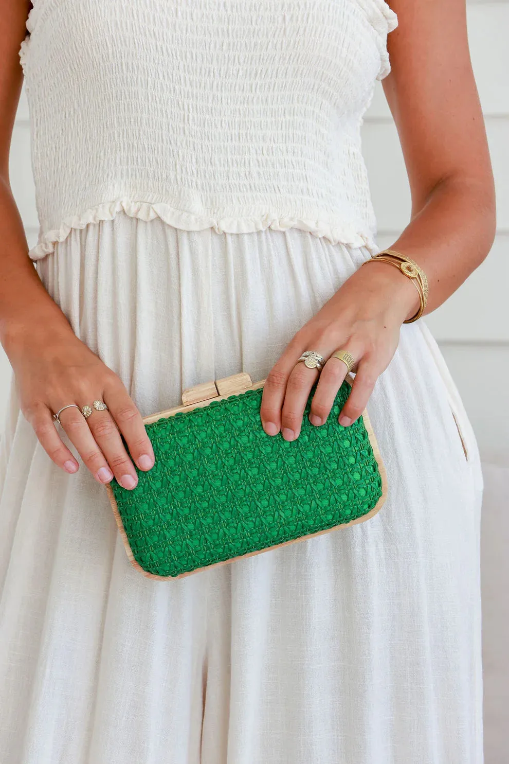 Ember Woven Timber Clutch