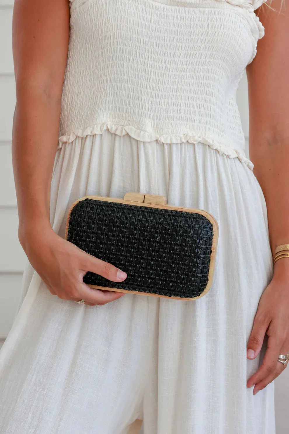 Ember Woven Timber Clutch