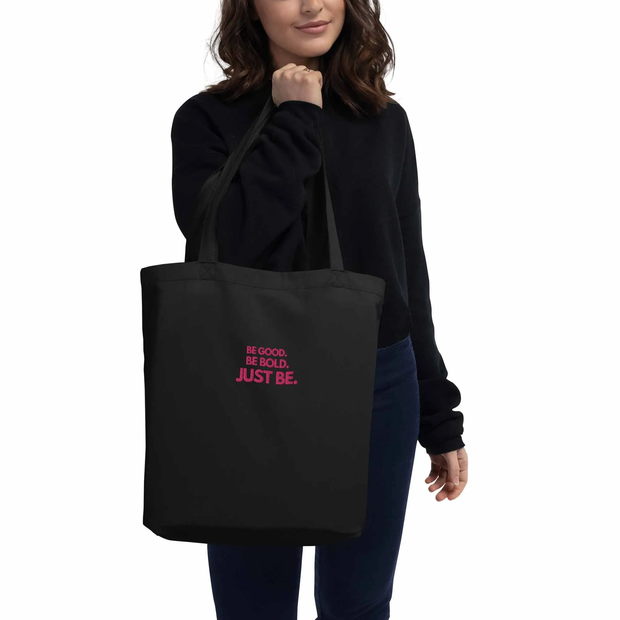 Embroidered Black Tote Bag