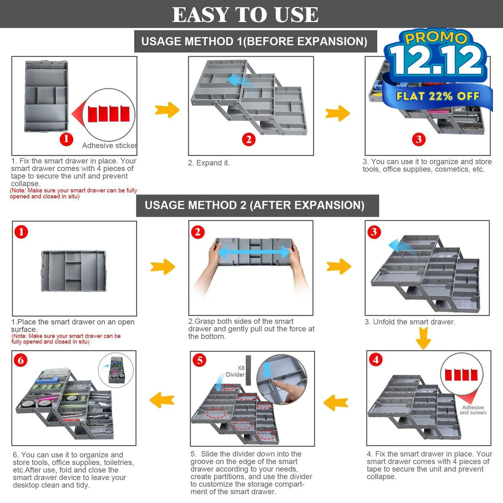 Expandable Drawer Organizer Trays