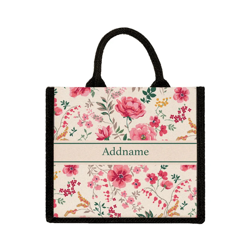 Flora Cerise Jute Tote Bag