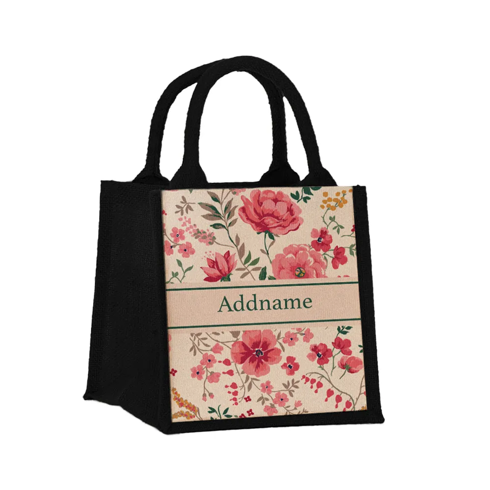 Flora Cerise Jute Tote Bag