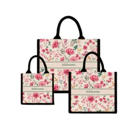 Flora Cerise Jute Tote Bag