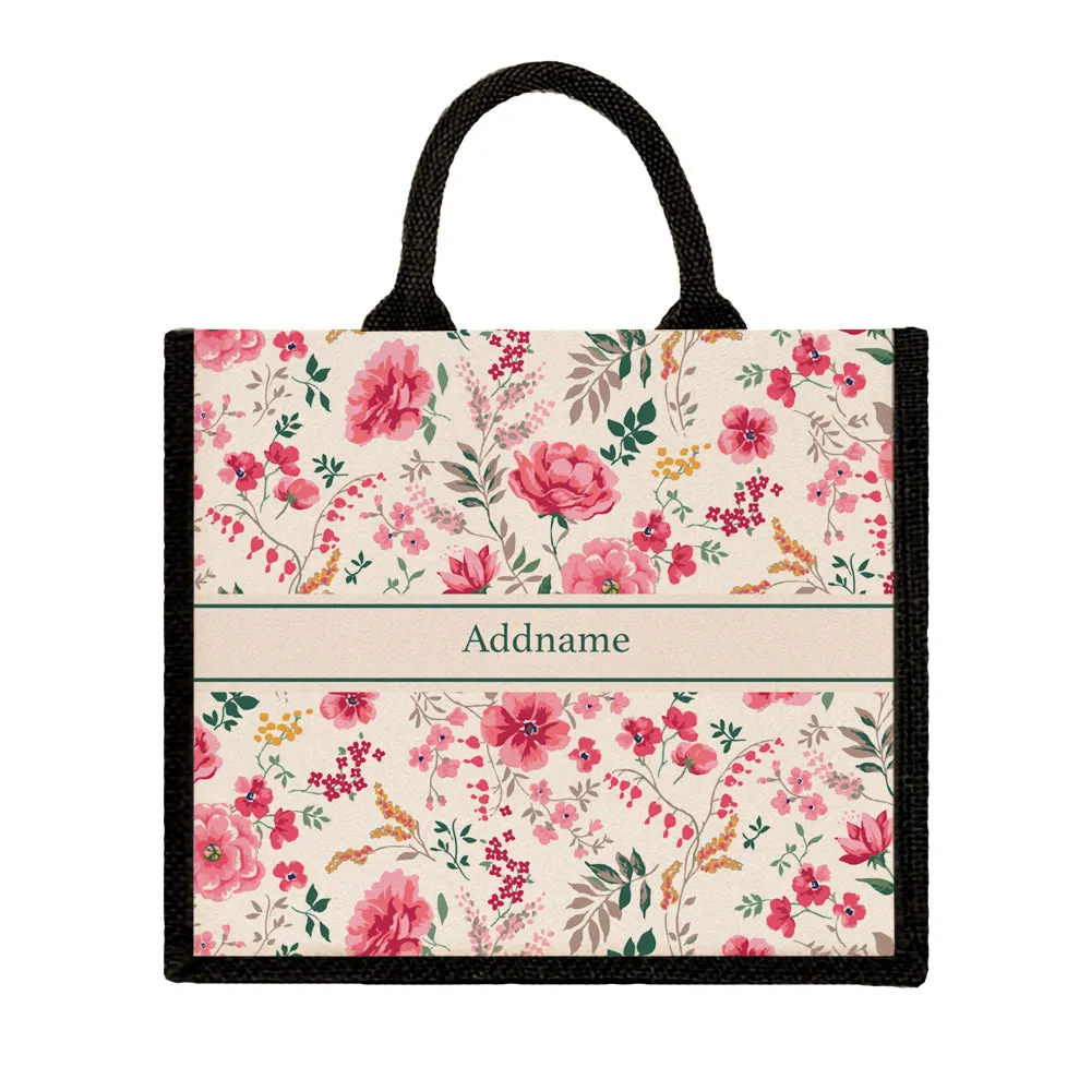 Flora Cerise Jute Tote Bag