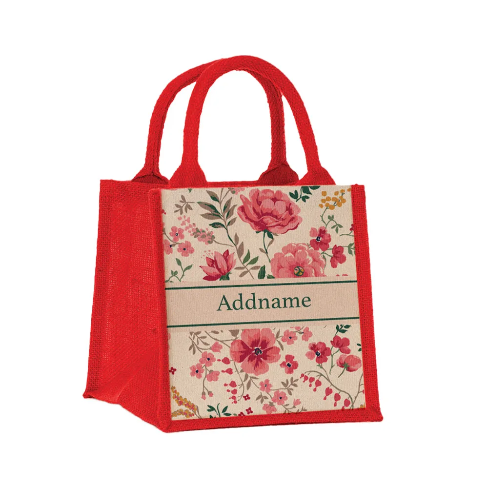 Flora Cerise Jute Tote Bag