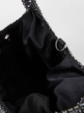 French Connection Diamante Bucket Bag-Black-SBXAG