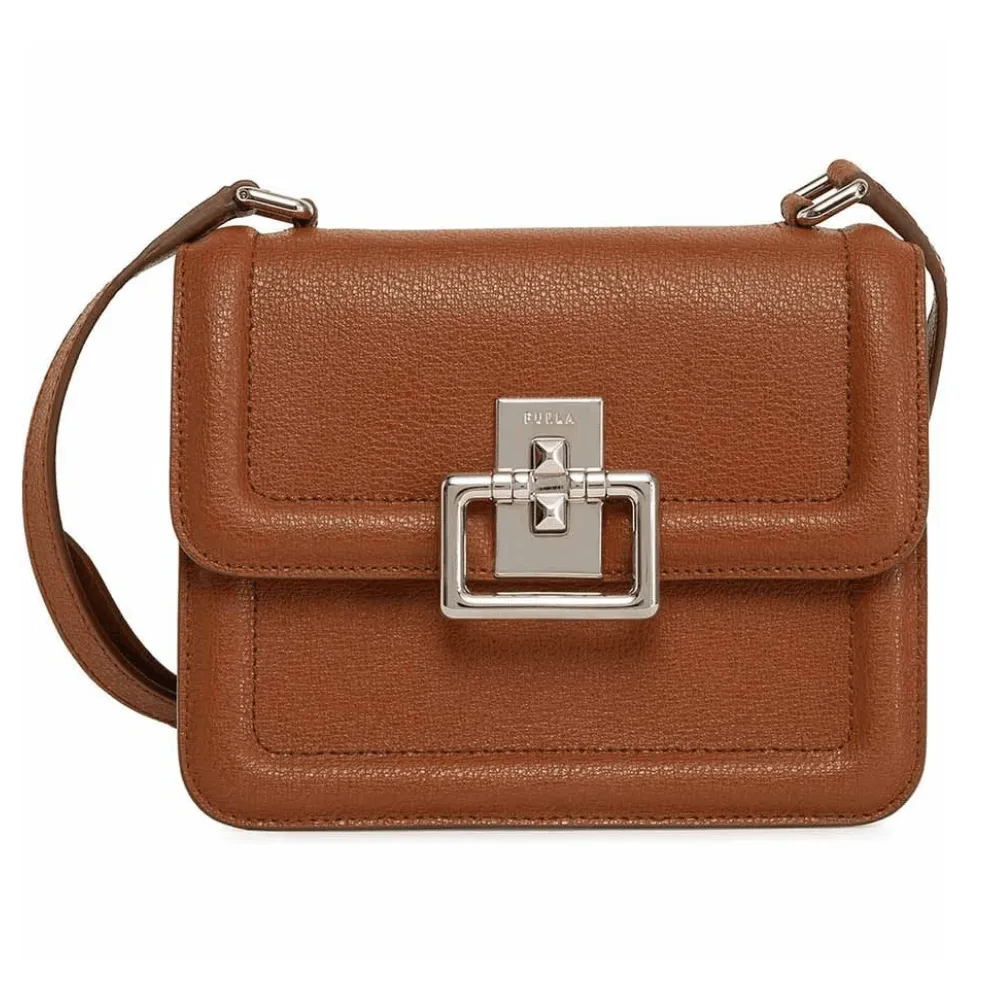 Furla Villa Small Leather Crossbody Bag - Cognac