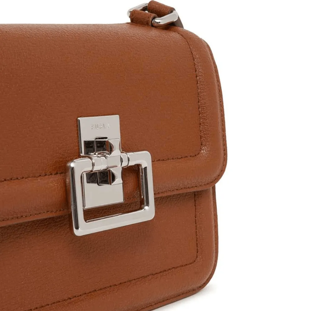 Furla Villa Small Leather Crossbody Bag - Cognac