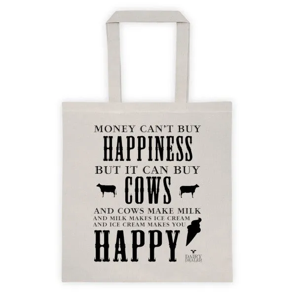 Happiness, Cows and Ice Cream Tote bags