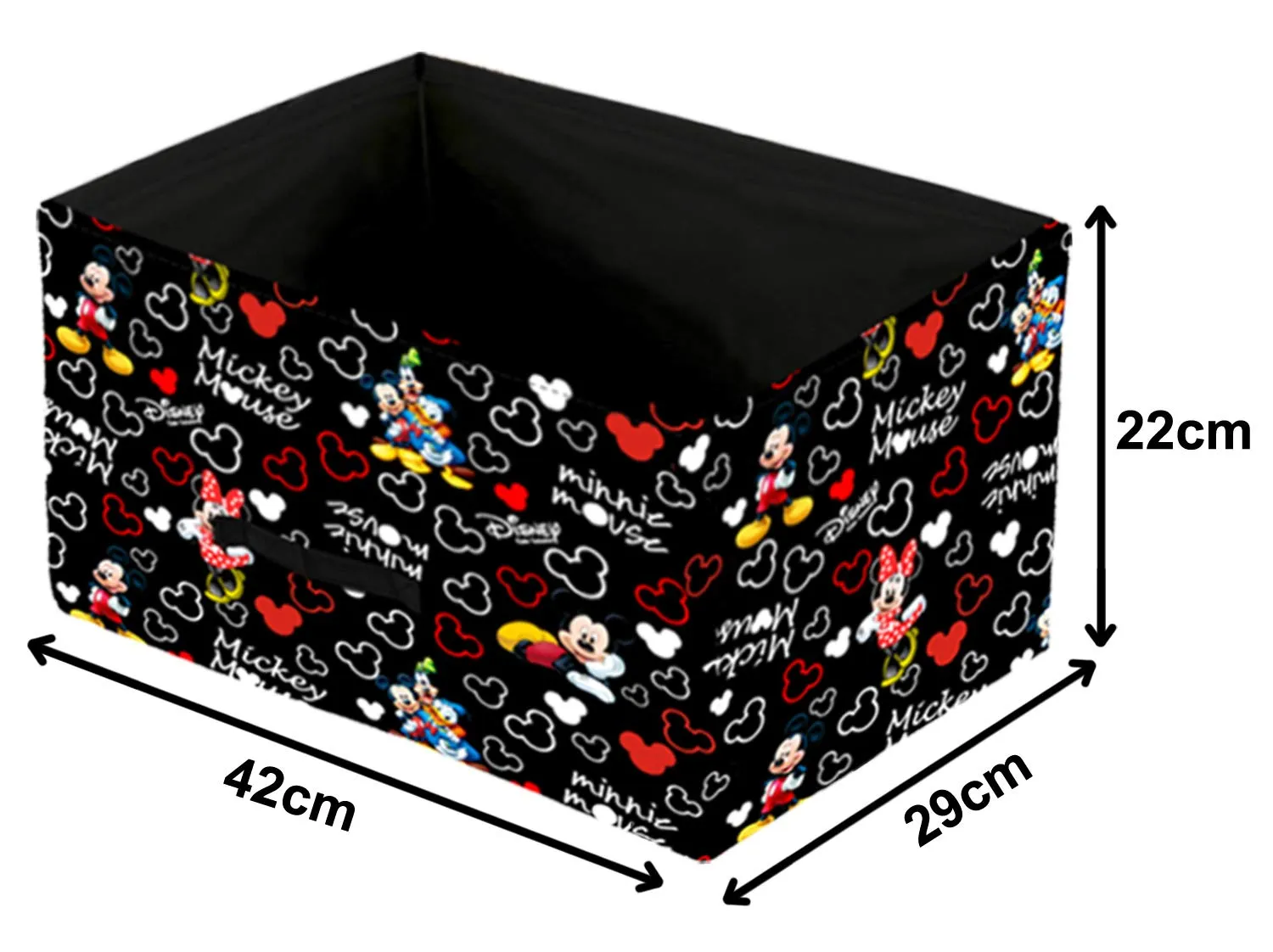 Heart Home Disney Mickey Print Non Woven Fabric Modular Closet Organizer Box with Handle Set Of 3(Black)-HHEART16029