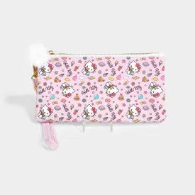 Hello Kitty College Letters Pencil Pouch with Wrist Strap & Decorative Pull