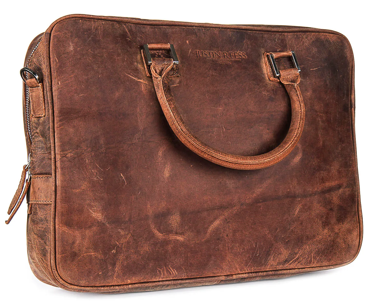 Justinreess England Vintage Valor In Tan Leather Laptop Bag